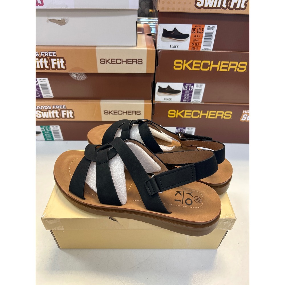 Yoki Carlota-04 Black Multi Strap Slingback Flat Sandals Womens Size 10 0590